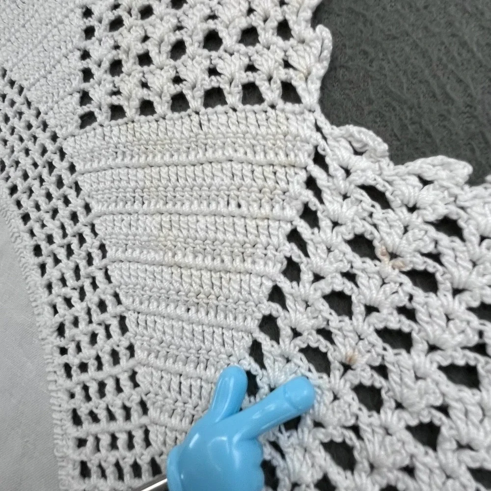 Vintage Round White Cotton Crochet Starburst Lace Tablecloth 30 Inch Doily Boho